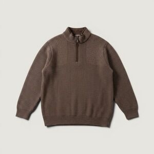L.L. Bean Quarter Zip Merino‎ Wool Windstopper Sweater Brown Medium